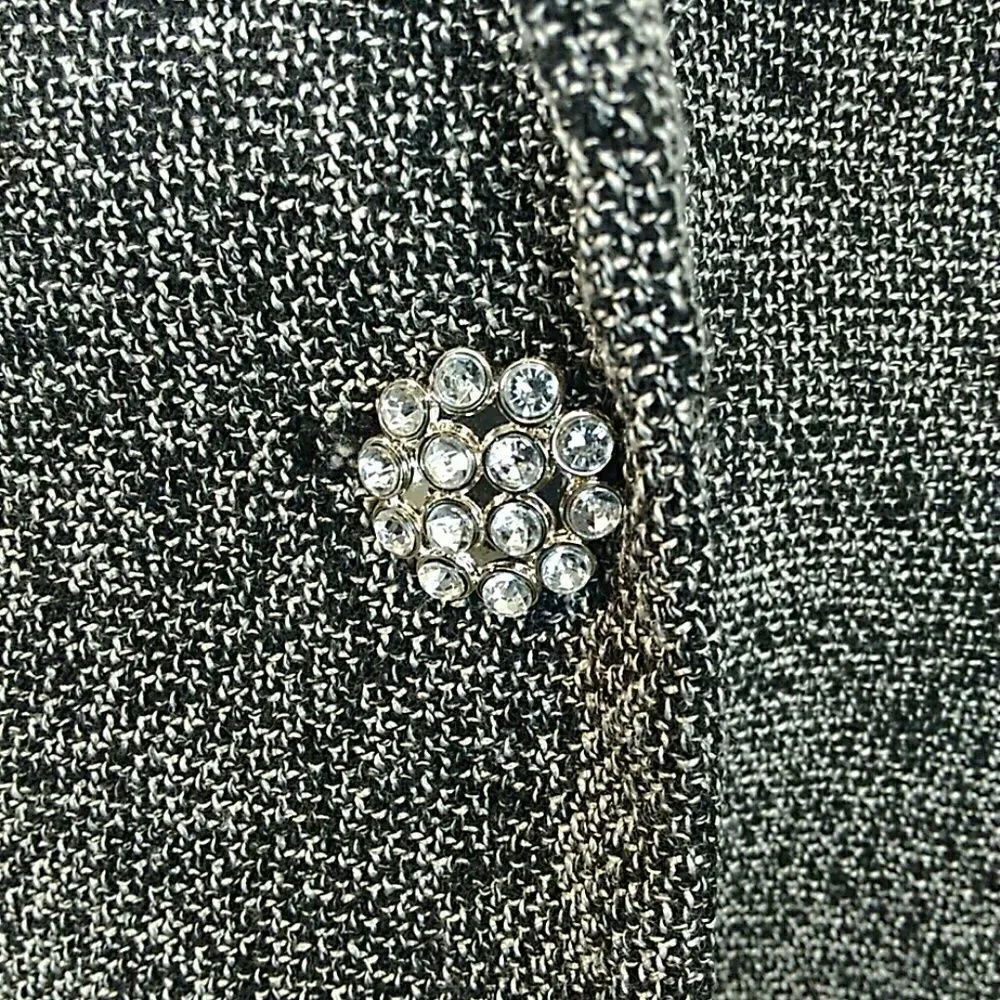 Modern Edge coat with rhinestone cluster buttons